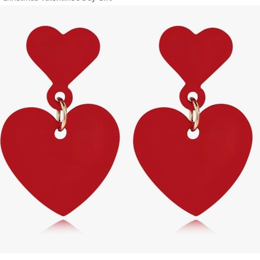Chic Red Heart Dangle Earrings - image 1